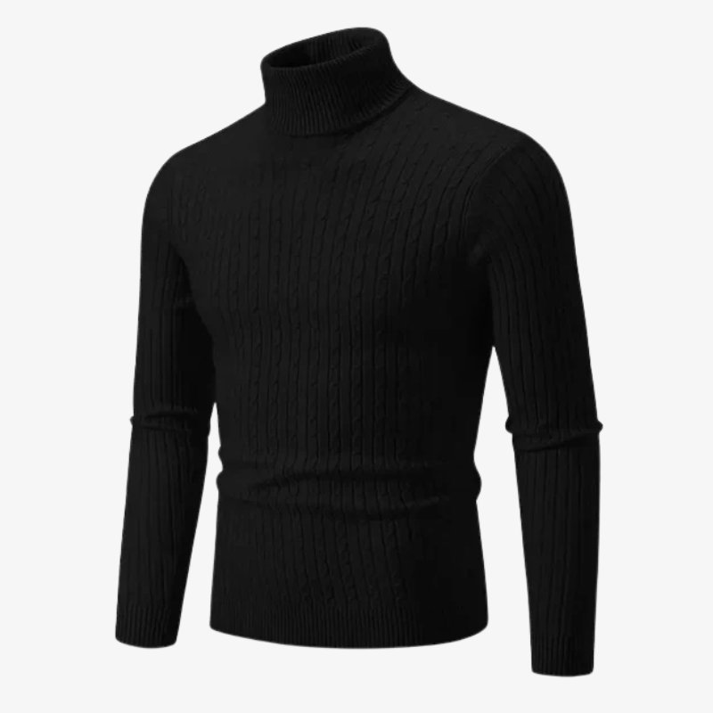 Herren Rollkragenpullover mit Zopfmuster