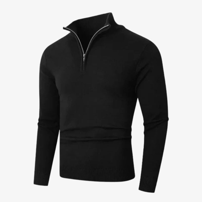Eleganter Herren Wollpullover mit Reißverschlusskragen