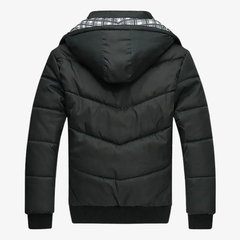 Herren Winter-Steppjacke mit Tartan-Futter & Kapuze