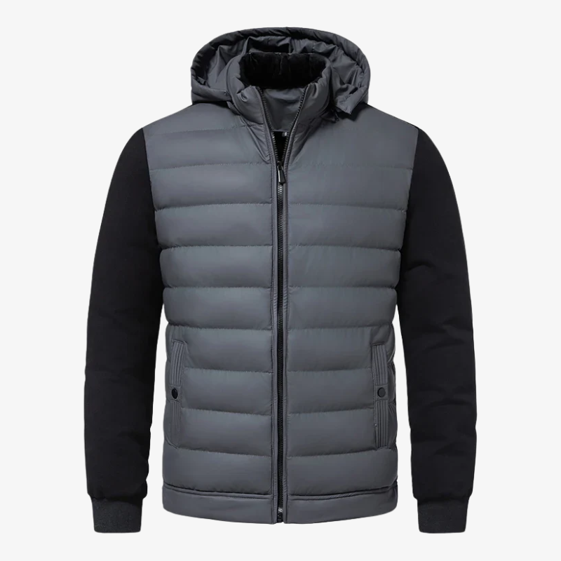 Herren Hybrid-Strickjacke mit Stepp-Front & Kapuze