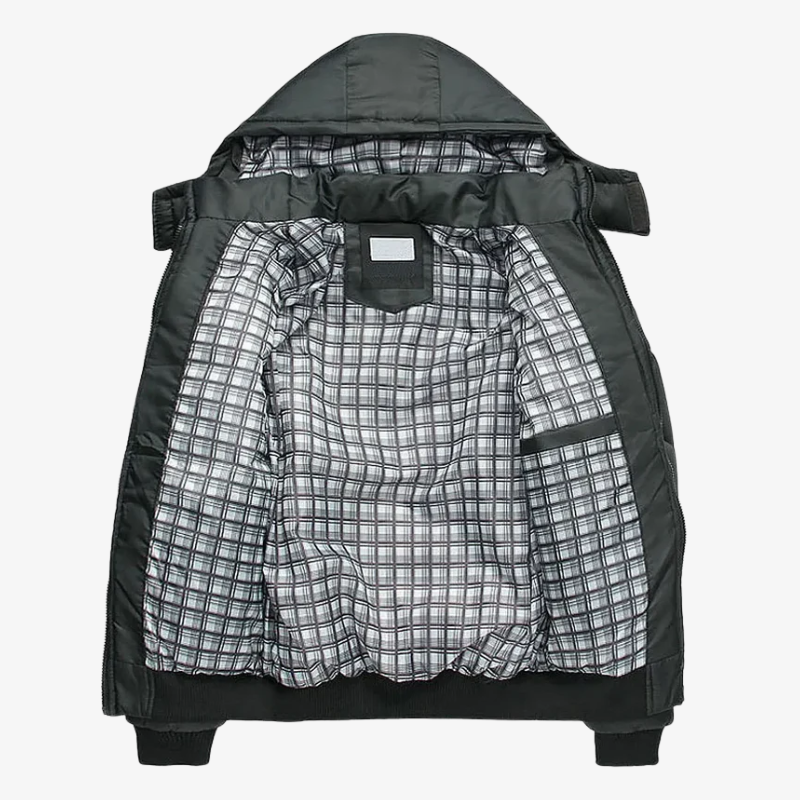 Herren Winter-Steppjacke mit Tartan-Futter & Kapuze