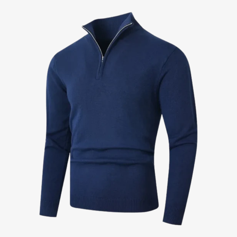 Eleganter Herren Wollpullover mit Reißverschlusskragen