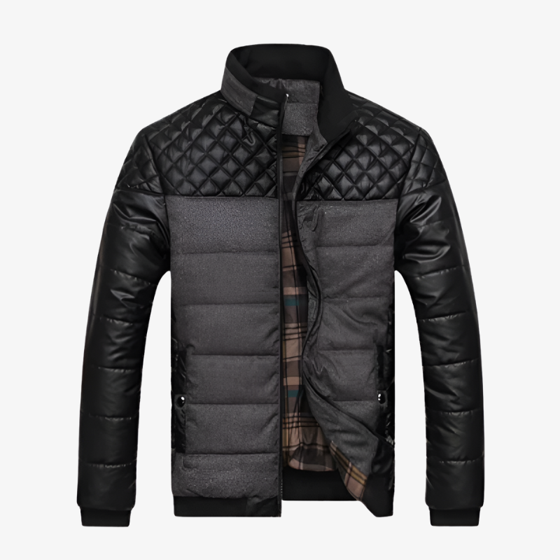 Moderne Herren Hybrid-Steppjacke im Materialmix