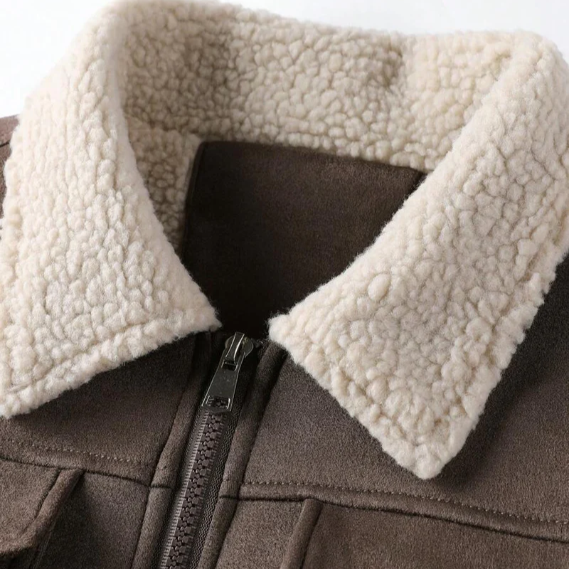 Herren Winterjacke in Wildleder-Optik mit Teddyfutter