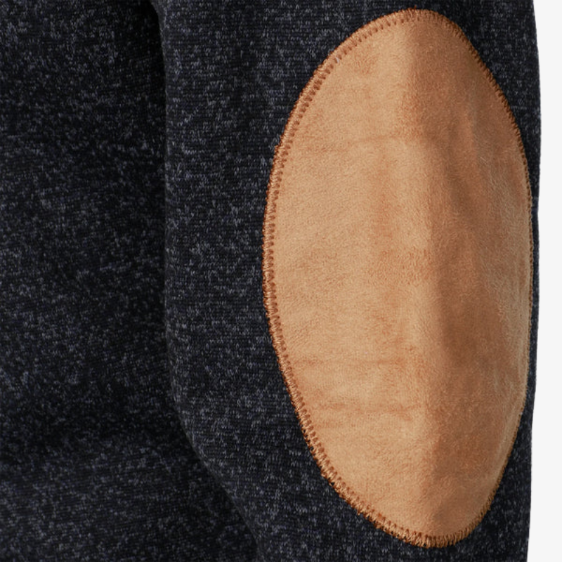 Fleece-Troyer mit Knopfleiste & Ellbogen-Patches