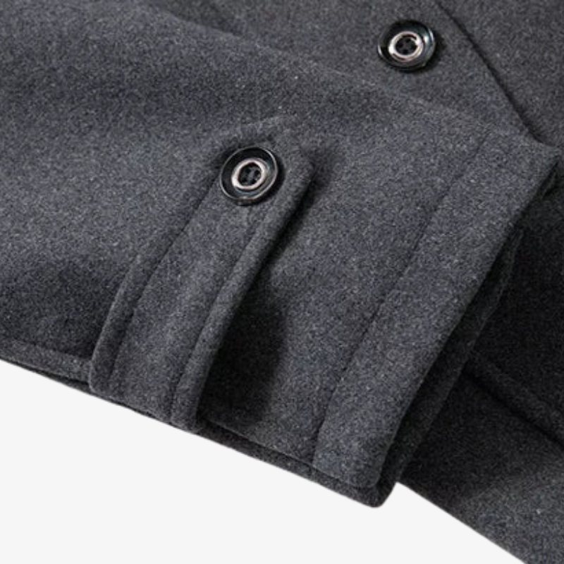 Klaus – Eleganter Herren Mantel mit Stehkragen & Woll-Opti