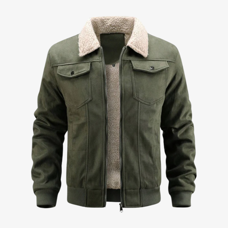 Herren Winterjacke in Wildleder-Optik mit Teddyfutter