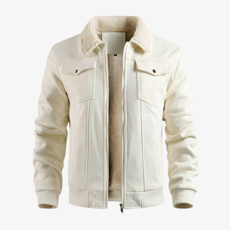 Herren Winterjacke in Wildleder-Optik mit Teddyfutter
