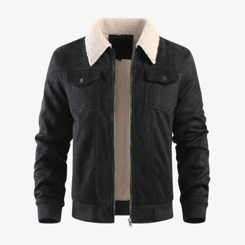 Herren Winterjacke in Wildleder-Optik mit Teddyfutter