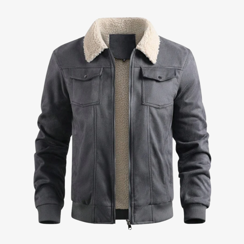 Herren Winterjacke in Wildleder-Optik mit Teddyfutter