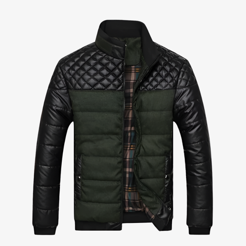 Moderne Herren Hybrid-Steppjacke im Materialmix
