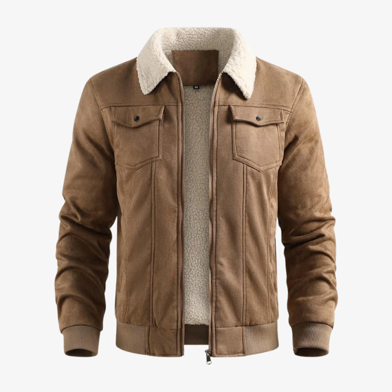Herren Winterjacke in Wildleder-Optik mit Teddyfutter
