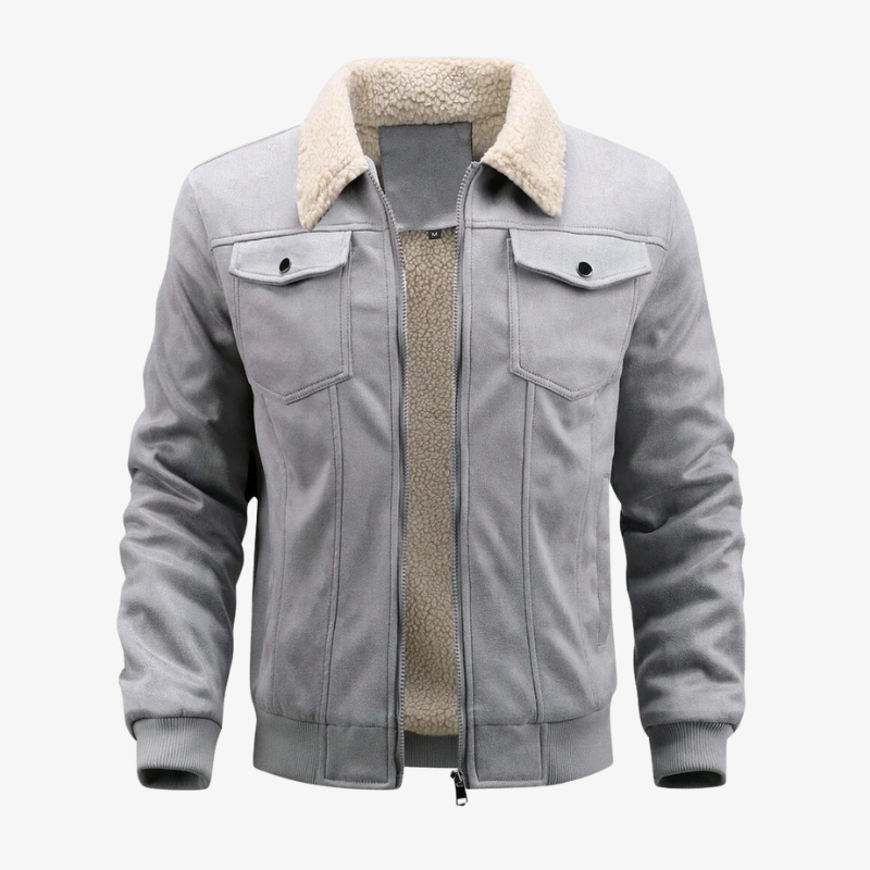 Herren Winterjacke in Wildleder-Optik mit Teddyfutter