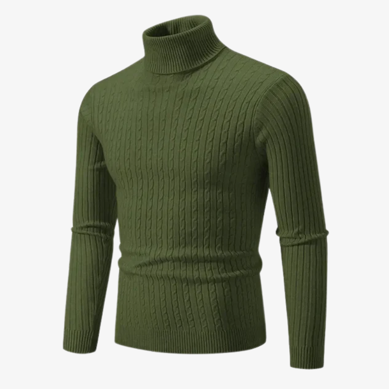 Herren Rollkragenpullover mit Zopfmuster