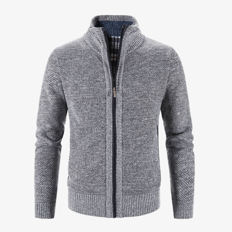 Strickjacke mit Reißverschluss & Stehkragen