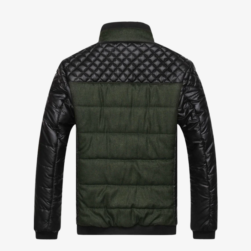 Moderne Herren Hybrid-Steppjacke im Materialmix