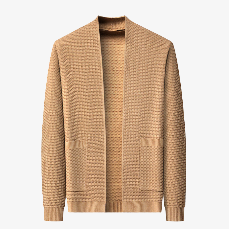 Herren Strickjacke mit Strukturmuster & Wollanteil