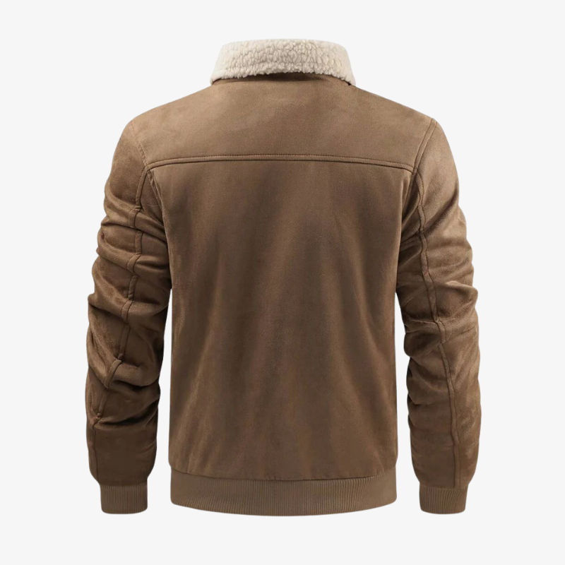 Herren Winterjacke in Wildleder-Optik mit Teddyfutter