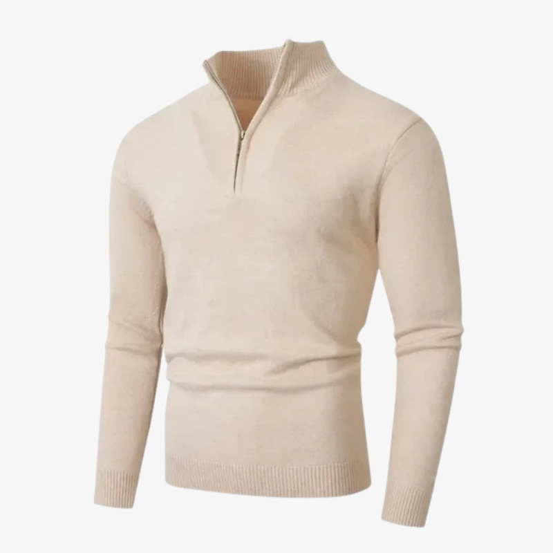 Eleganter Herren Wollpullover mit Reißverschlusskragen