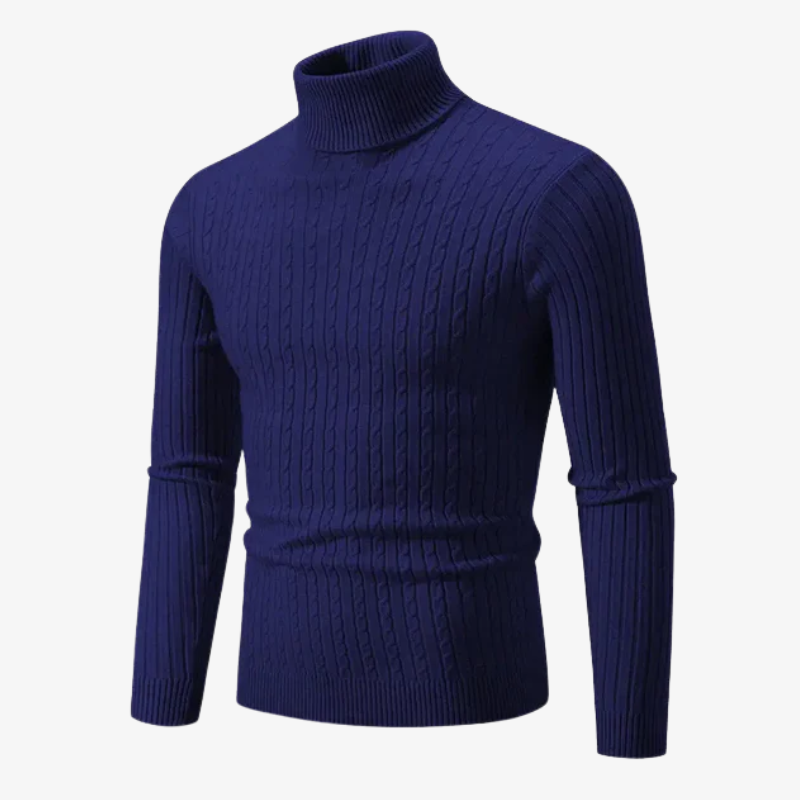 Herren Rollkragenpullover mit Zopfmuster