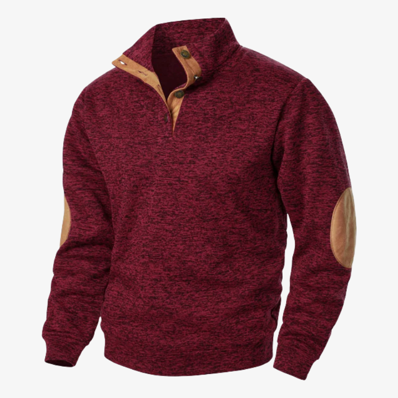Fleece-Troyer mit Knopfleiste & Ellbogen-Patches