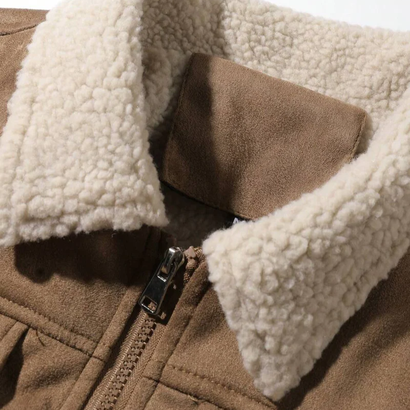 Herren Winterjacke in Wildleder-Optik mit Teddyfutter