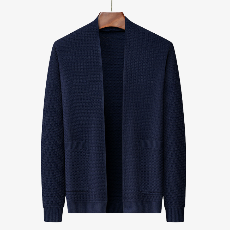 Herren Strickjacke mit Strukturmuster & Wollanteil