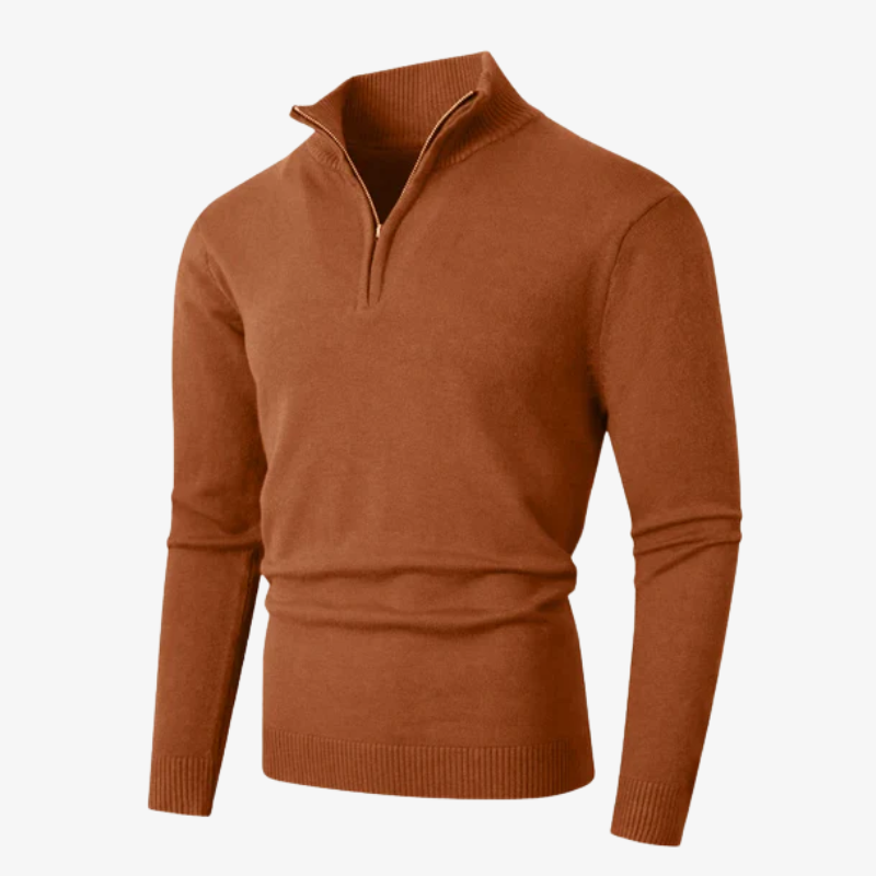 Eleganter Herren Wollpullover mit Reißverschlusskragen