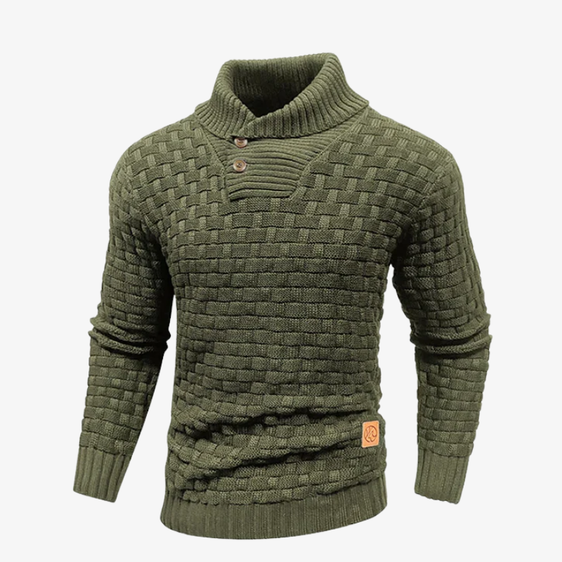 Robuster Herren Grobstrick-Pullover mit Flechtstruktur