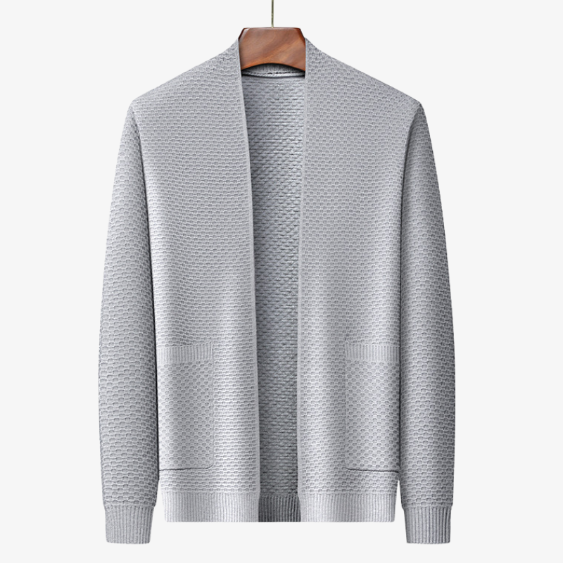 Herren Strickjacke mit Strukturmuster & Wollanteil