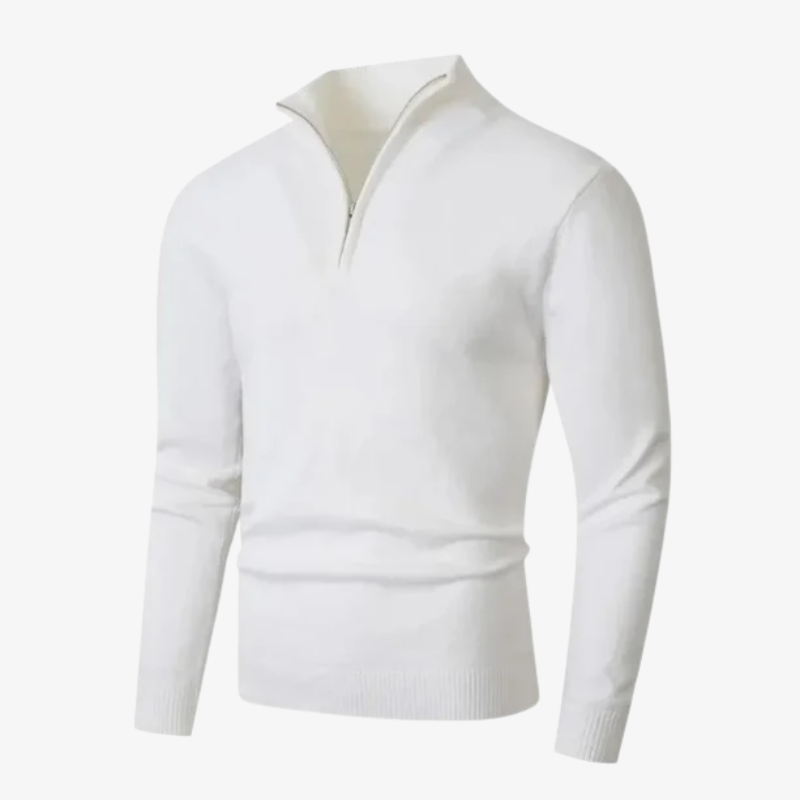 Eleganter Herren Wollpullover mit Reißverschlusskragen