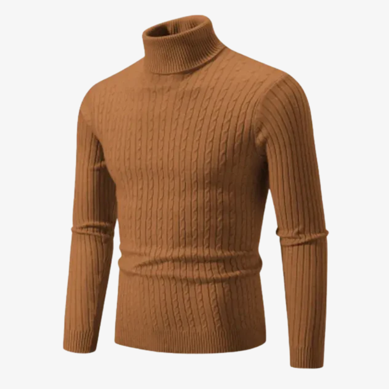 Herren Rollkragenpullover mit Zopfmuster