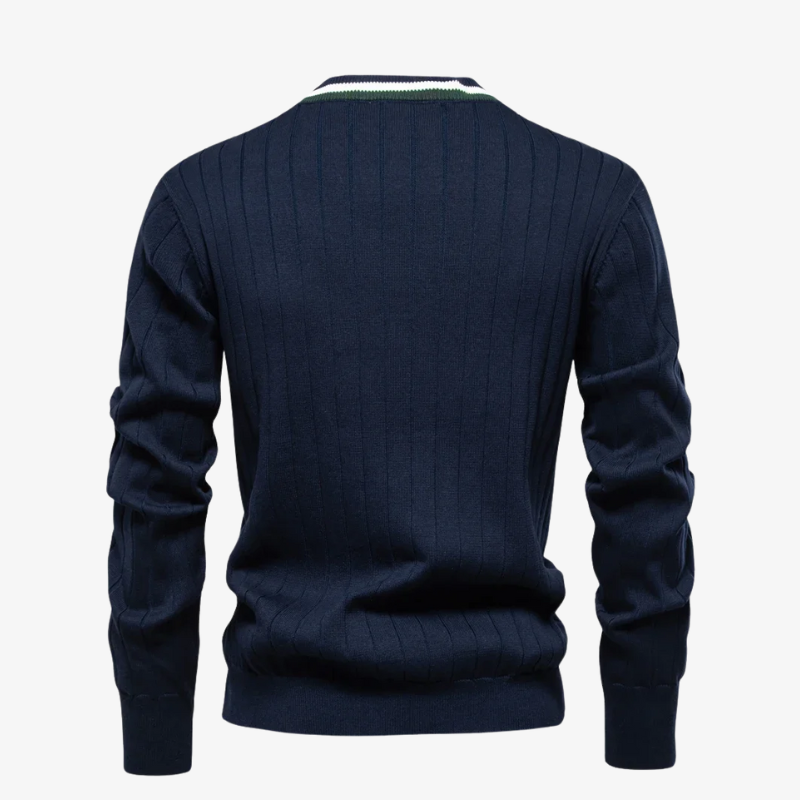 Herren Strickjacke mit V-Ausschnitt & Kontraststreifen