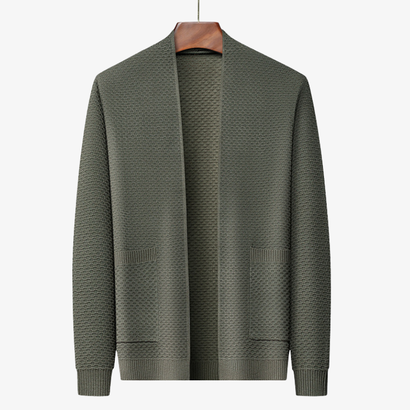 Herren Strickjacke mit Strukturmuster & Wollanteil