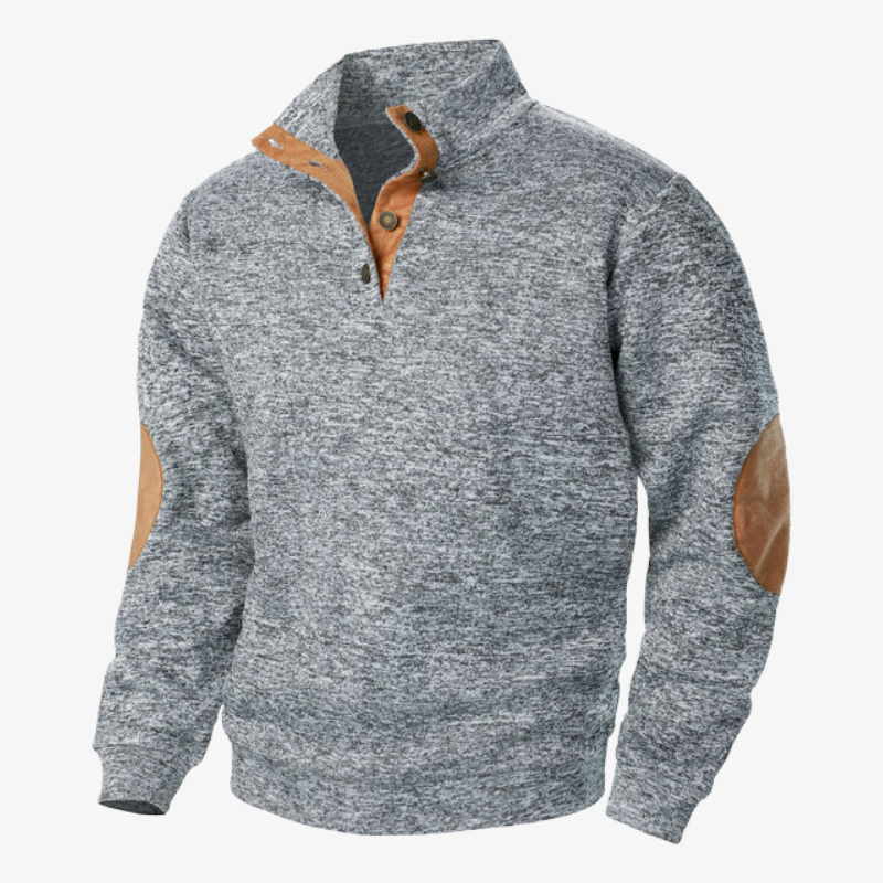 Fleece-Troyer mit Knopfleiste & Ellbogen-Patches