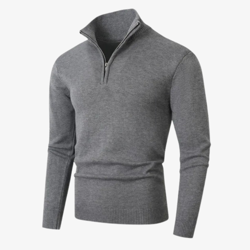 Eleganter Herren Wollpullover mit Reißverschlusskragen