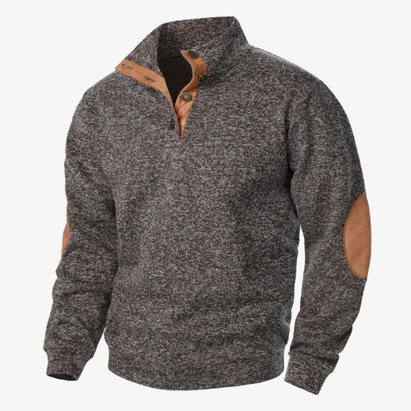 Fleece-Troyer mit Knopfleiste & Ellbogen-Patches