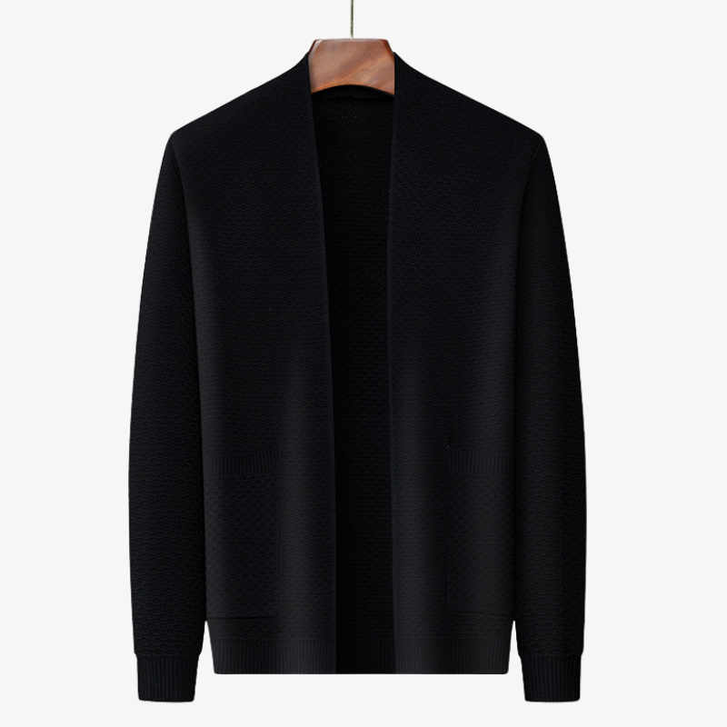 Herren Strickjacke mit Strukturmuster & Wollanteil