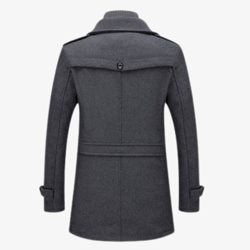 Klaus – Eleganter Herren Mantel mit Stehkragen & Woll-Opti