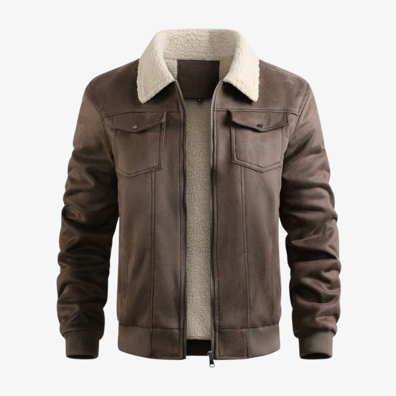 Herren Winterjacke in Wildleder-Optik mit Teddyfutter