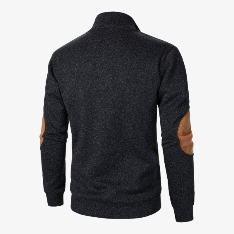 Fleece-Troyer mit Knopfleiste & Ellbogen-Patches