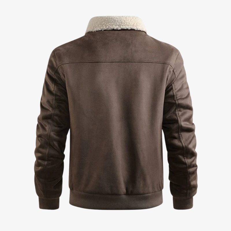 Herren Winterjacke in Wildleder-Optik mit Teddyfutter