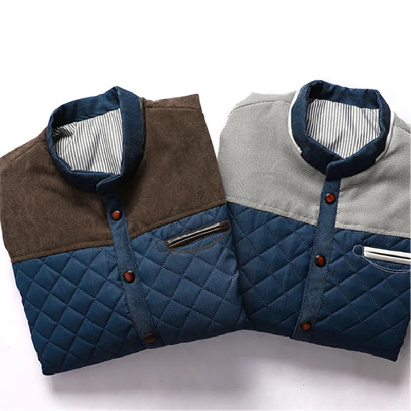 Gesteppte Herren Hemdjacke mit Velours-Details
