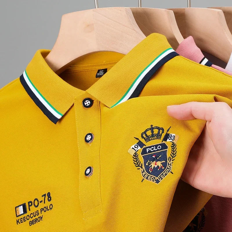 Klassisches Herren Poloshirt mit Wappen-Stickerei