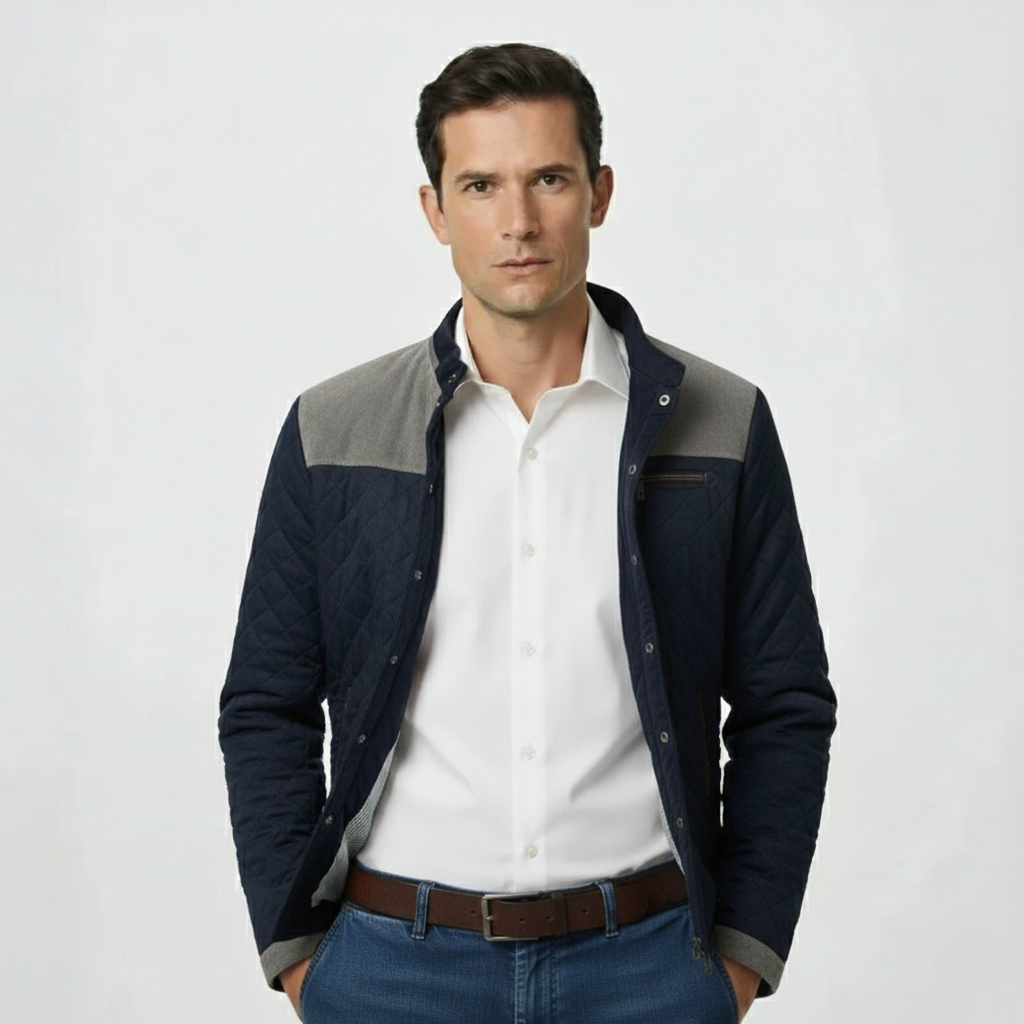 Gesteppte Herren Hemdjacke mit Velours-Details