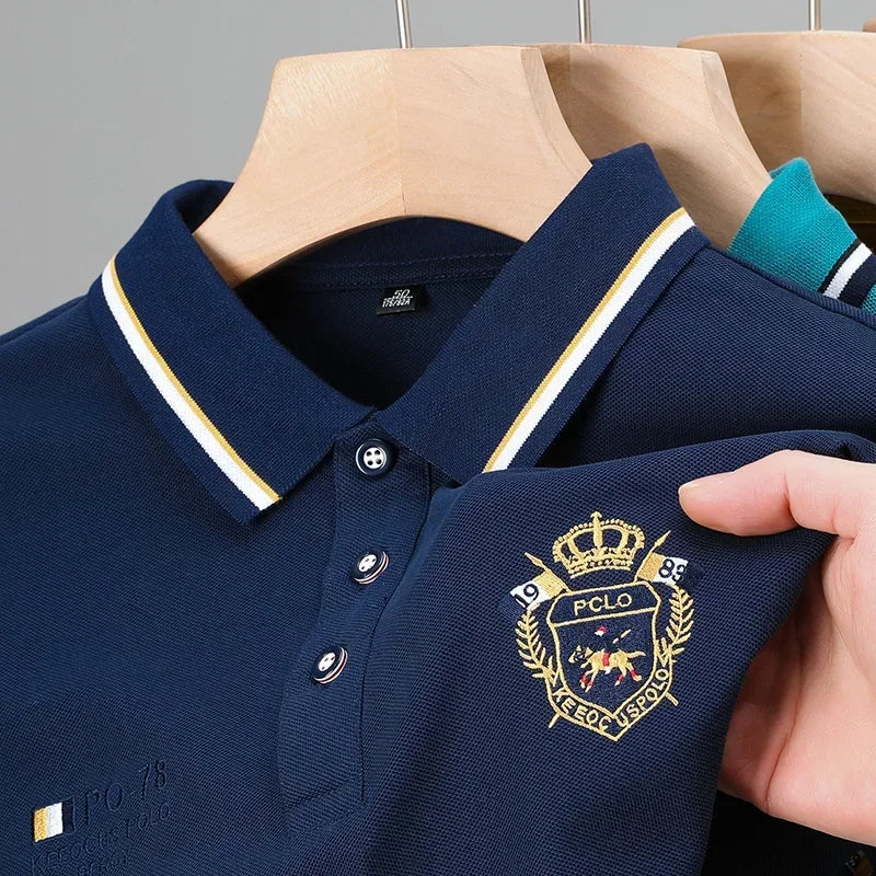 Klassisches Herren Poloshirt mit Wappen-Stickerei