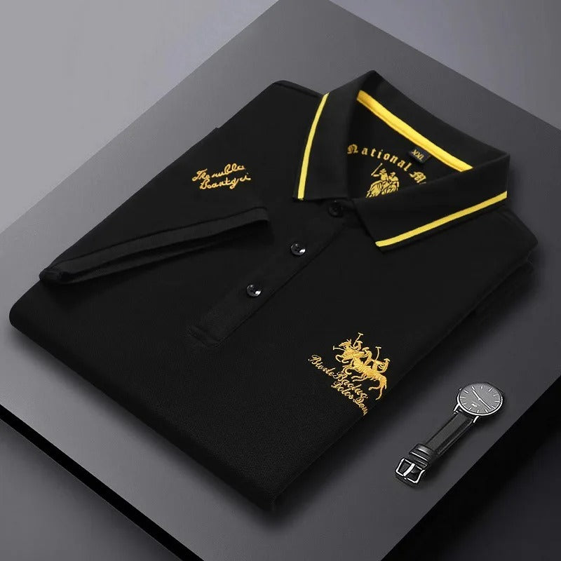 Herren Piqué Poloshirt mit Wappen-Stickerei